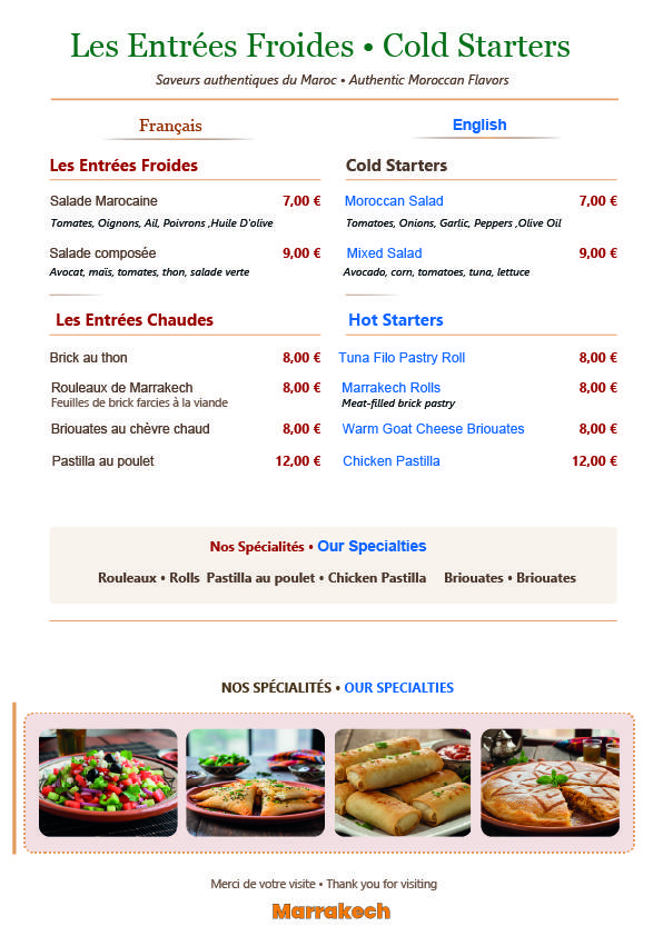 Restaurant Bar Marrakech - Menu Image 3